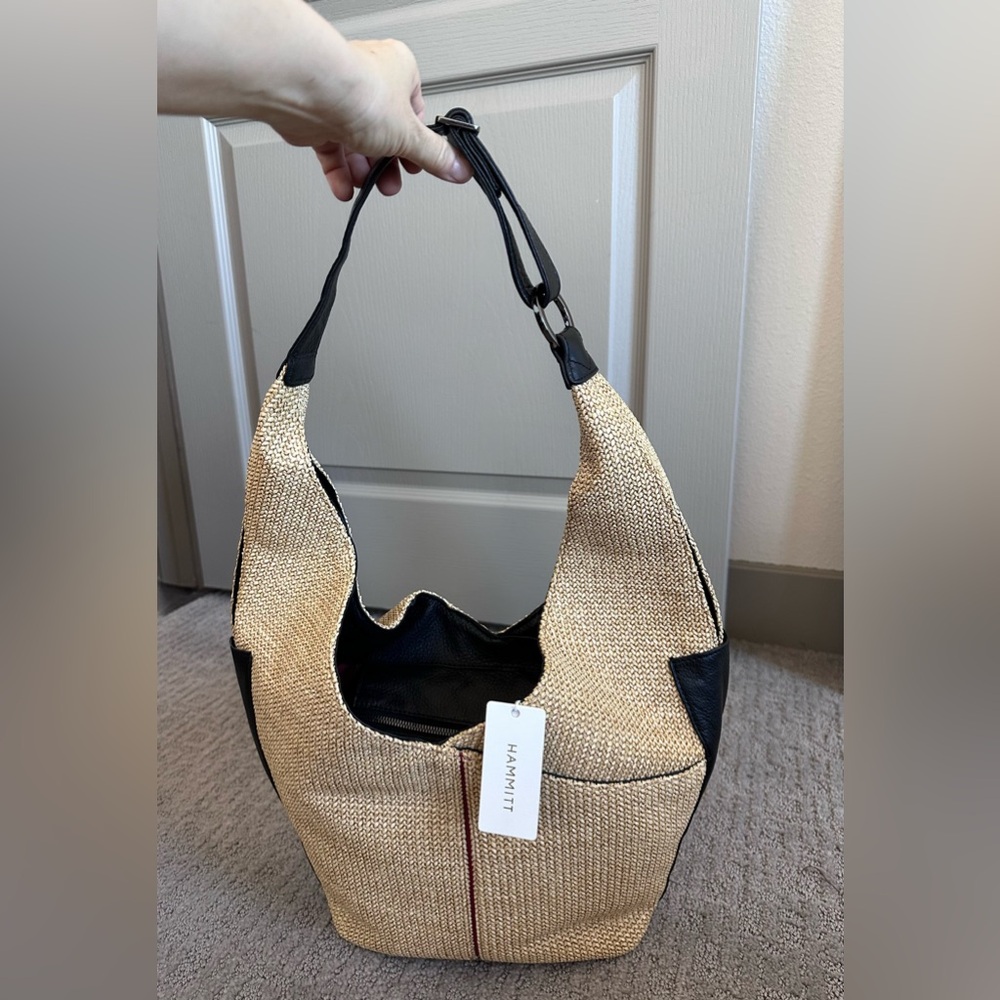 Hammitt Natural Straw Hobo with Black Leather Trim - Picture 8 of 15